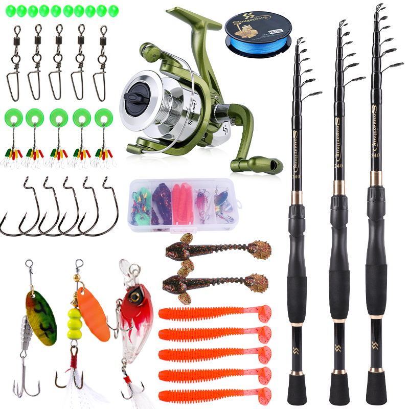 Fishing Rod Spinning - Sougayilang Telescopic Fishing Combo 1.8-2.4m Carbon